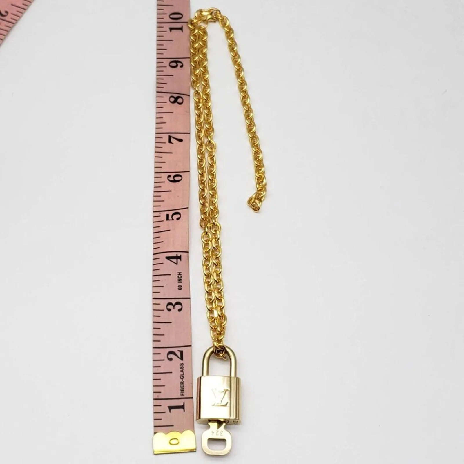 100% Auth Louis Vuitton Lock & Key w/ 18k Gold Plated Chain Necklace