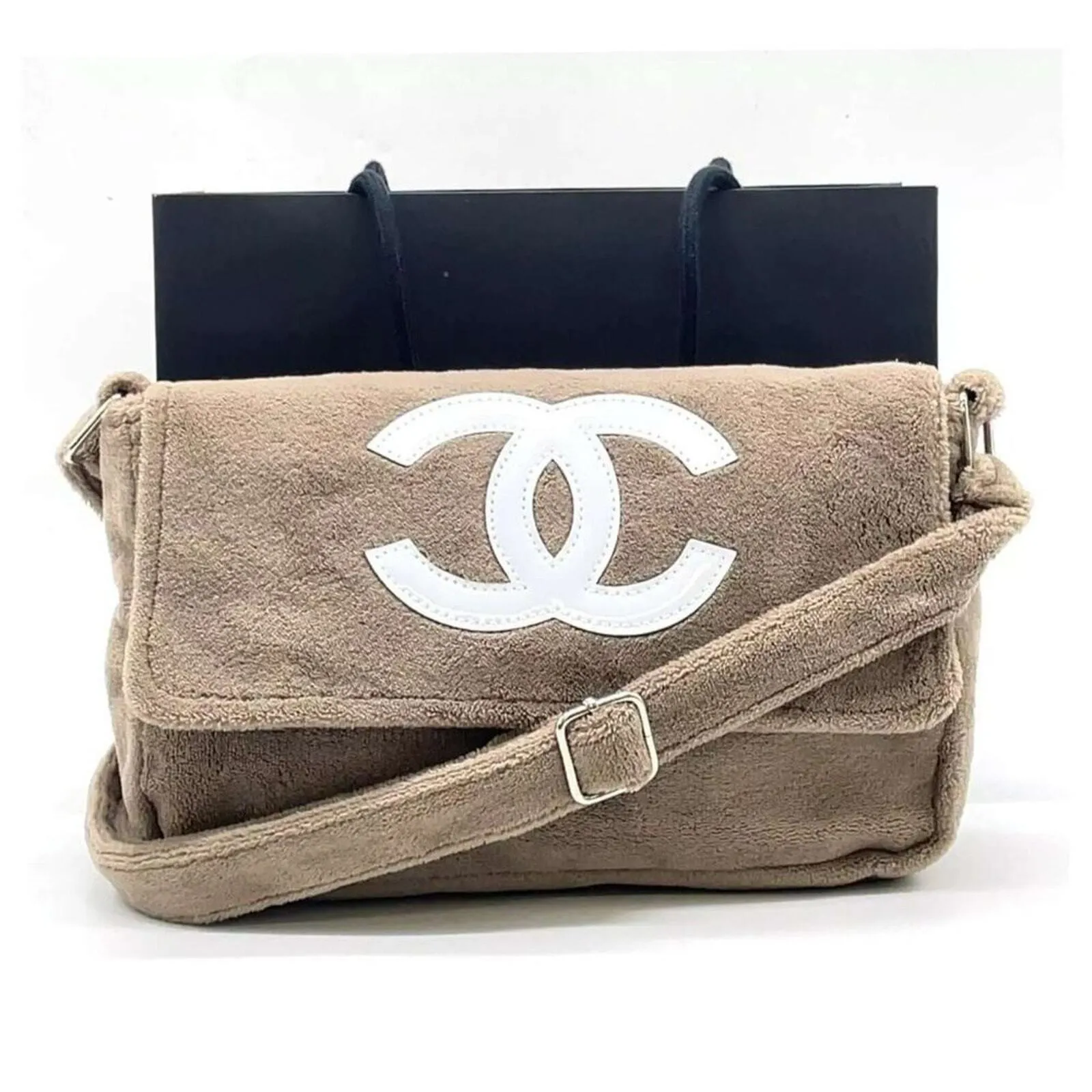 100% Authentic Chanel Precision Novelty Pile Coco Mark Beige Shoulder bag