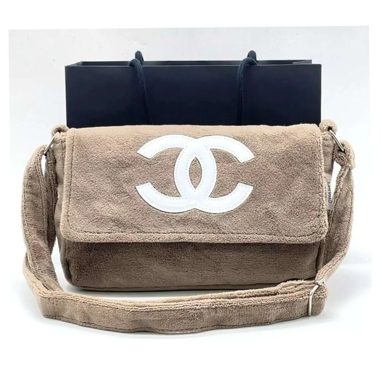 100% Authentic Chanel Precision Novelty Pile Coco Mark Beige Shoulder bag
