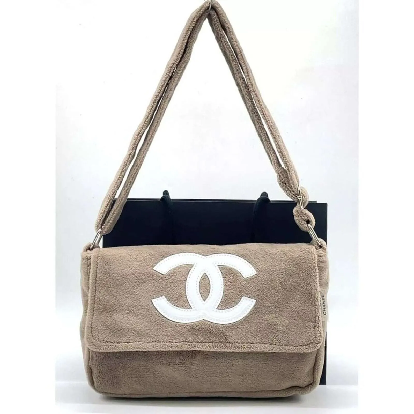 100% Authentic Chanel Precision Novelty Pile Coco Mark Beige Shoulder bag