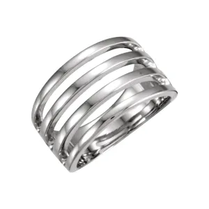 14k White Gold Ladies 10.3mm Bar Style Band, Size 7