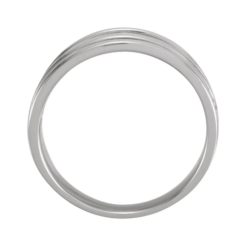14k White Gold Ladies 10.3mm Bar Style Band, Size 7