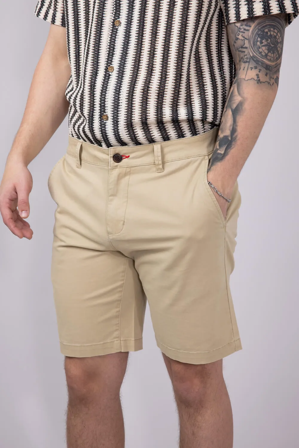 1897 Legends 9” Heavy Washed Twill Flat Front Shorts for Men in Khaki | 5GLL1223-KHAKI