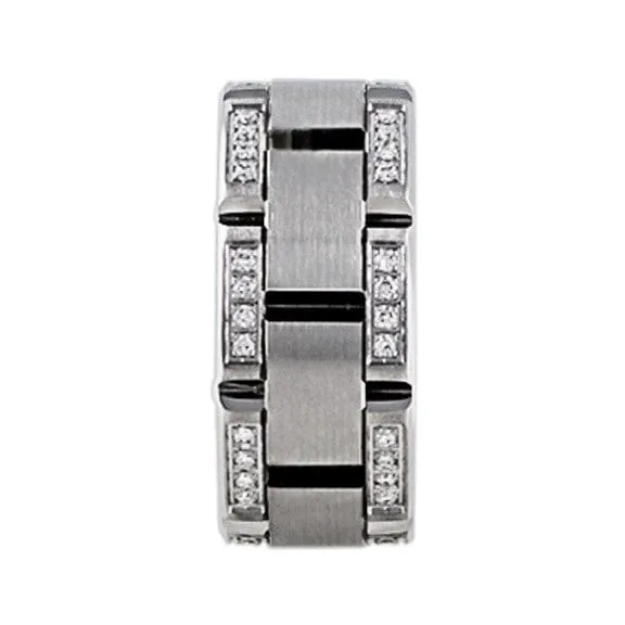 18k White Gold Diamond Link Band