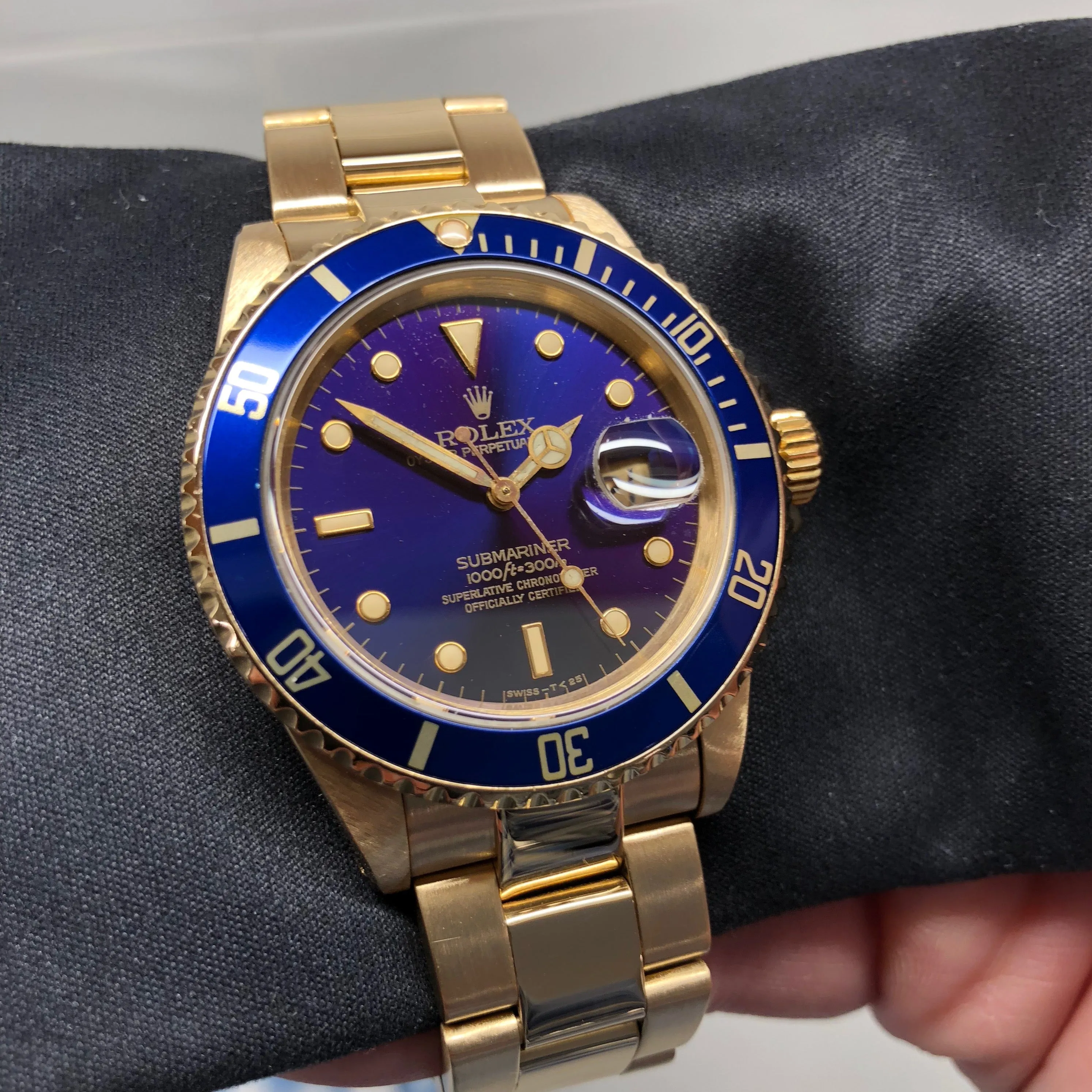 1984 Rolex Submariner 16808 Purple Color Change 18K Yellow Gold Wristwatch