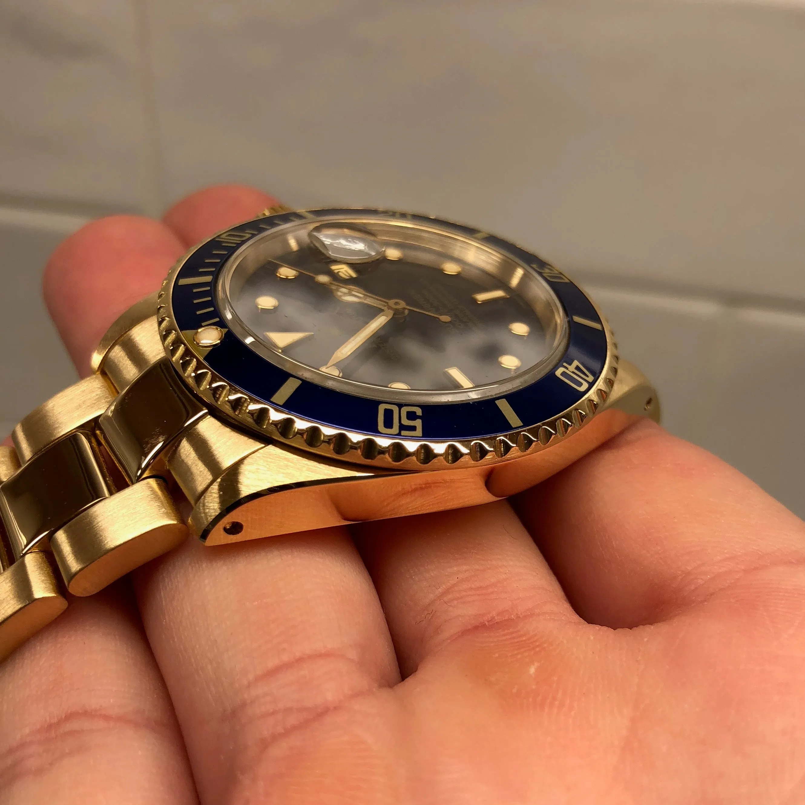 1984 Rolex Submariner 16808 Purple Color Change 18K Yellow Gold Wristwatch