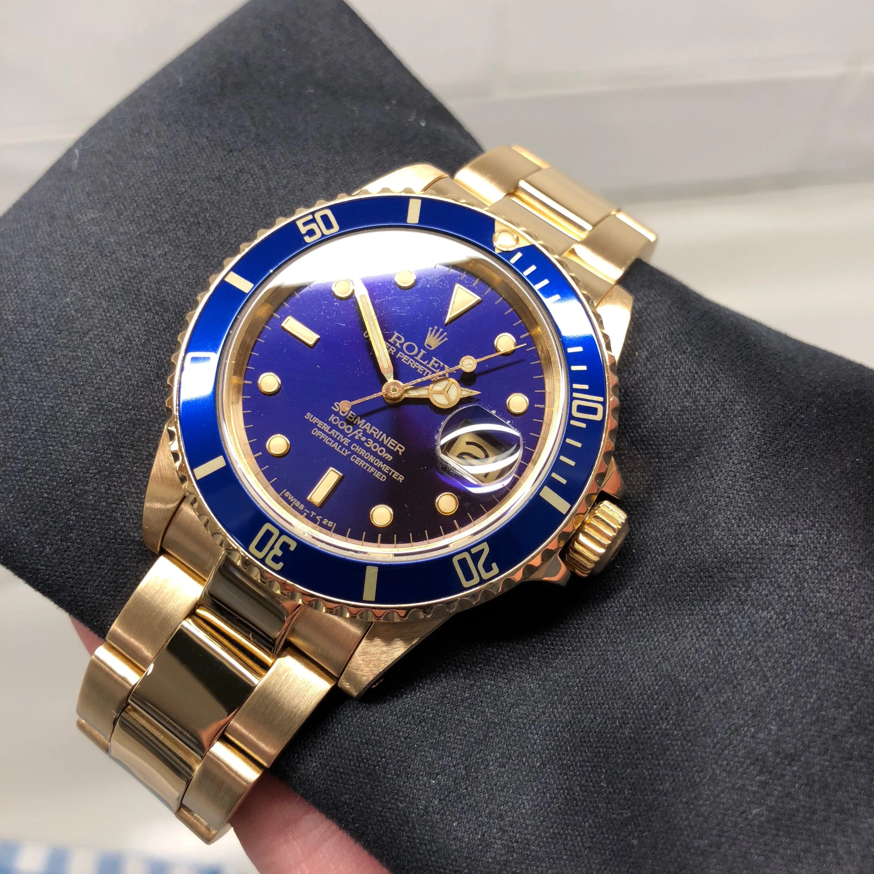 1984 Rolex Submariner 16808 Purple Color Change 18K Yellow Gold Wristwatch