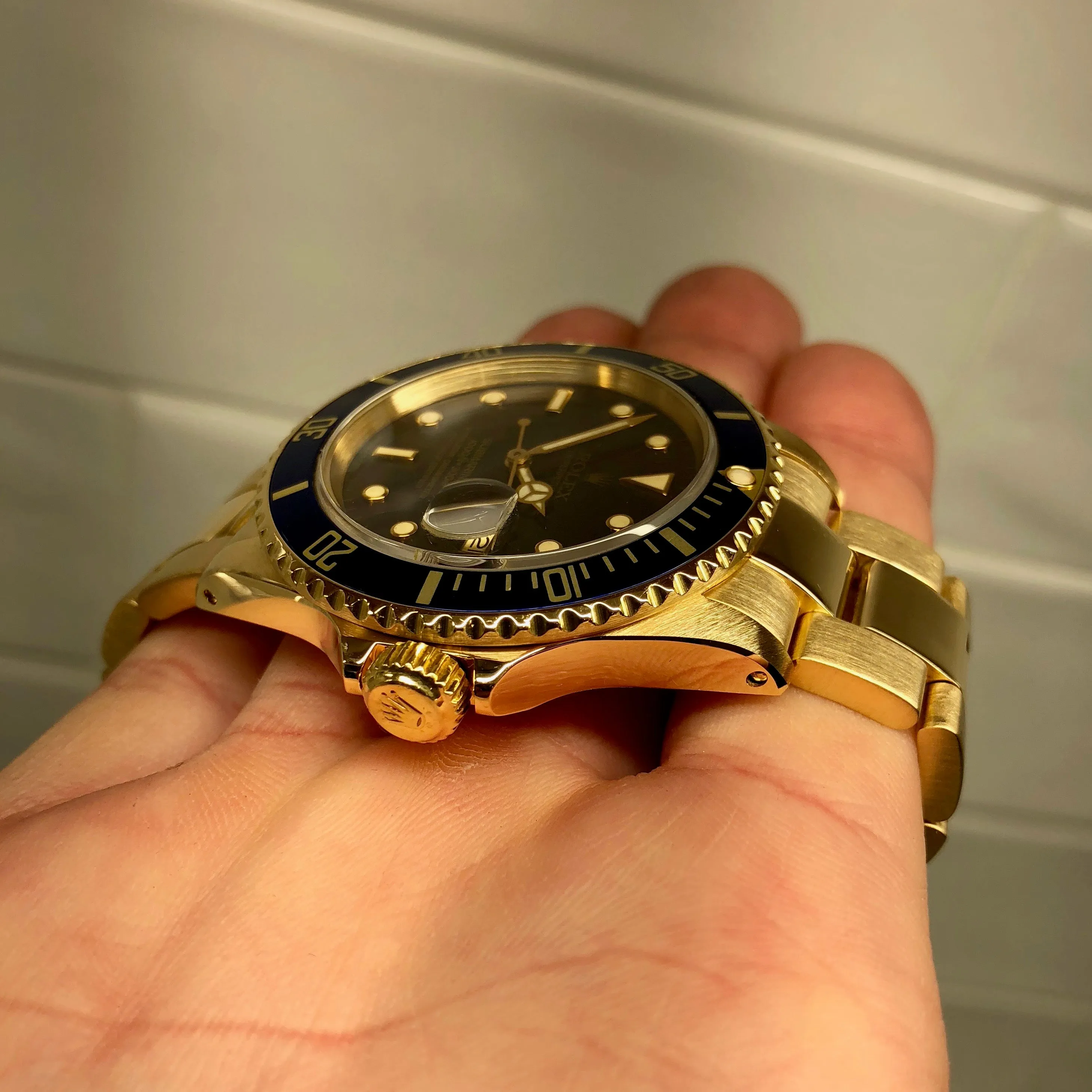 1984 Rolex Submariner 16808 Purple Color Change 18K Yellow Gold Wristwatch
