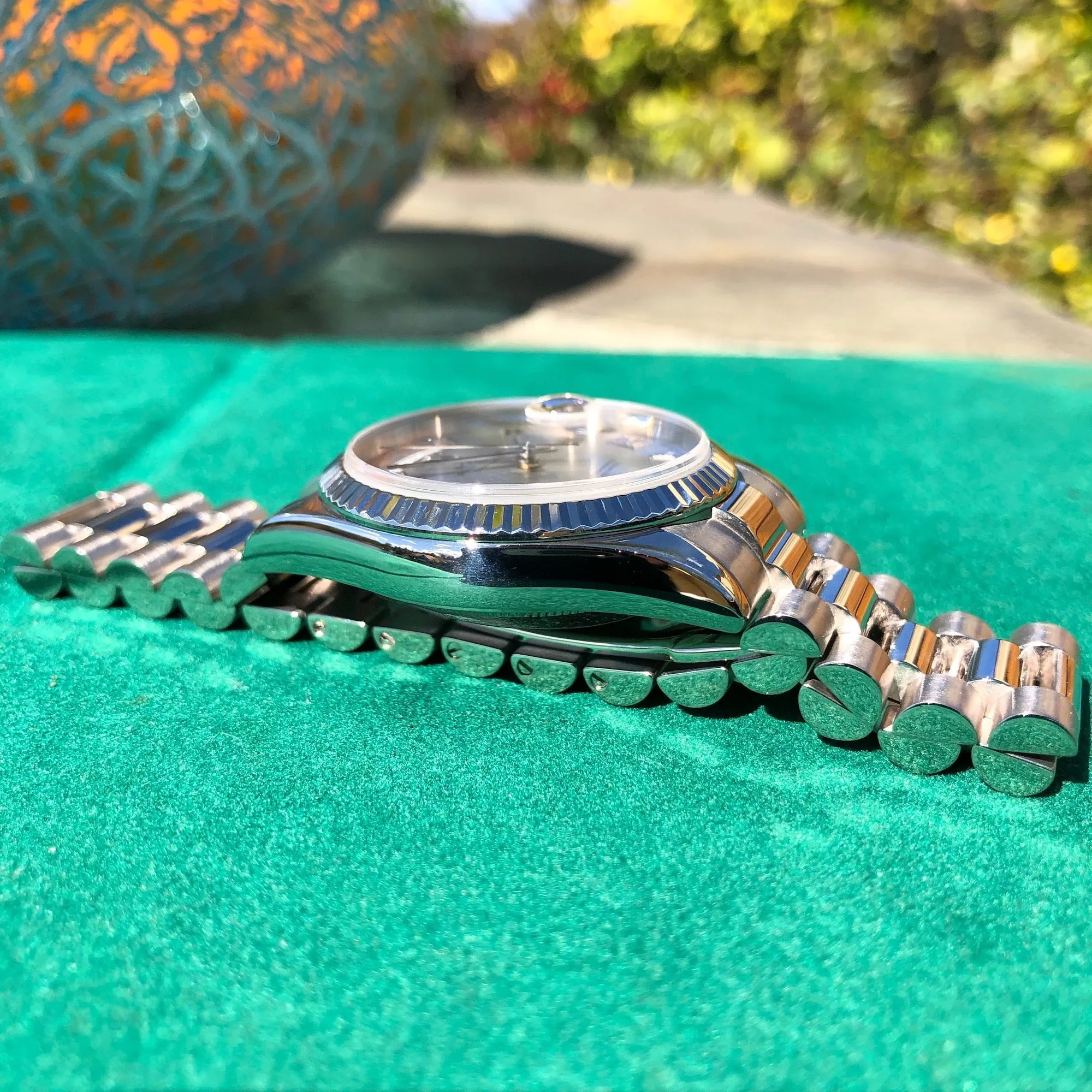 2003 Rolex President 118239 Day Date 18K White Gold Silver Roman Wristwatch