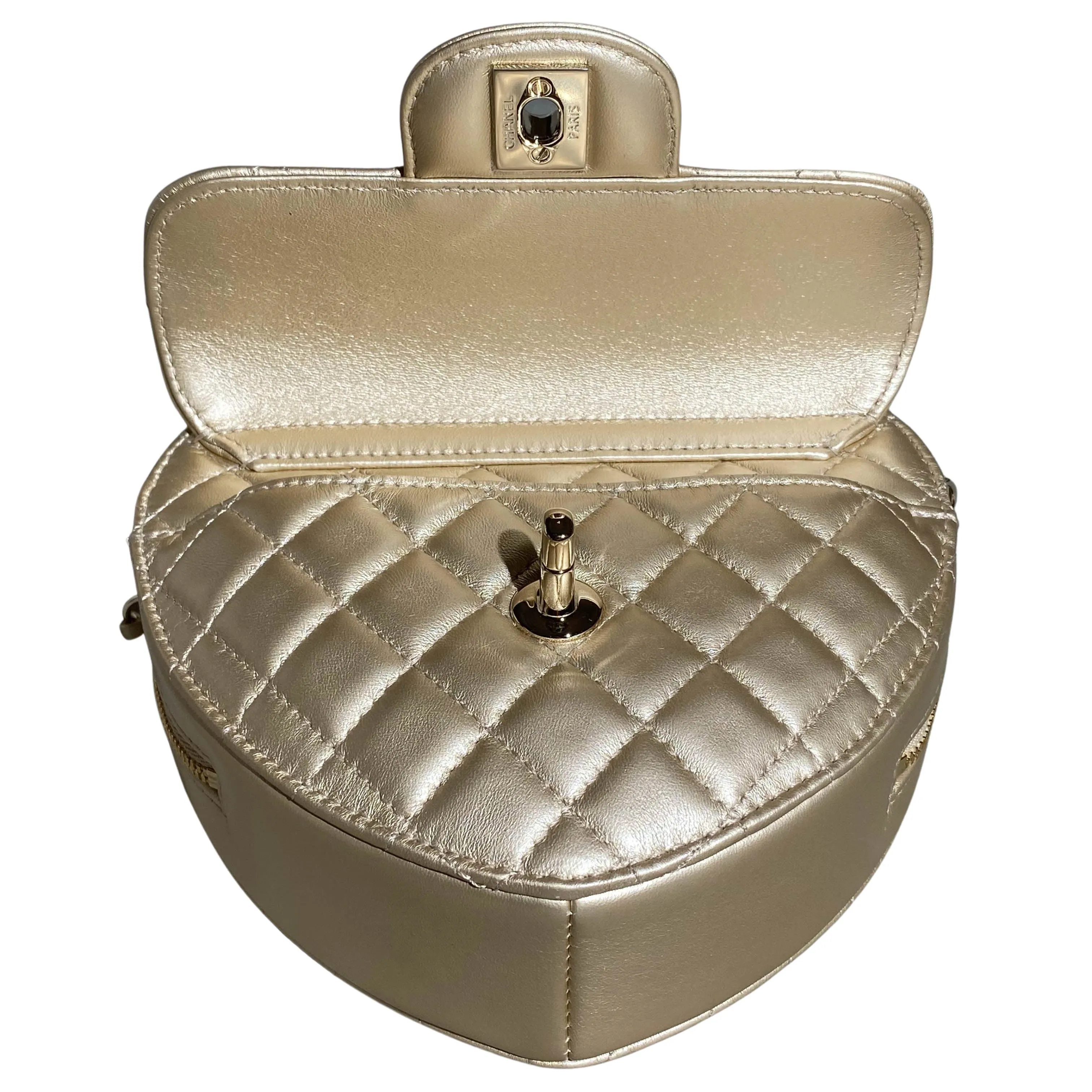 22S Large Heart Bag in Gold Lambskin