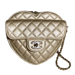 22S Large Heart Bag in Gold Lambskin