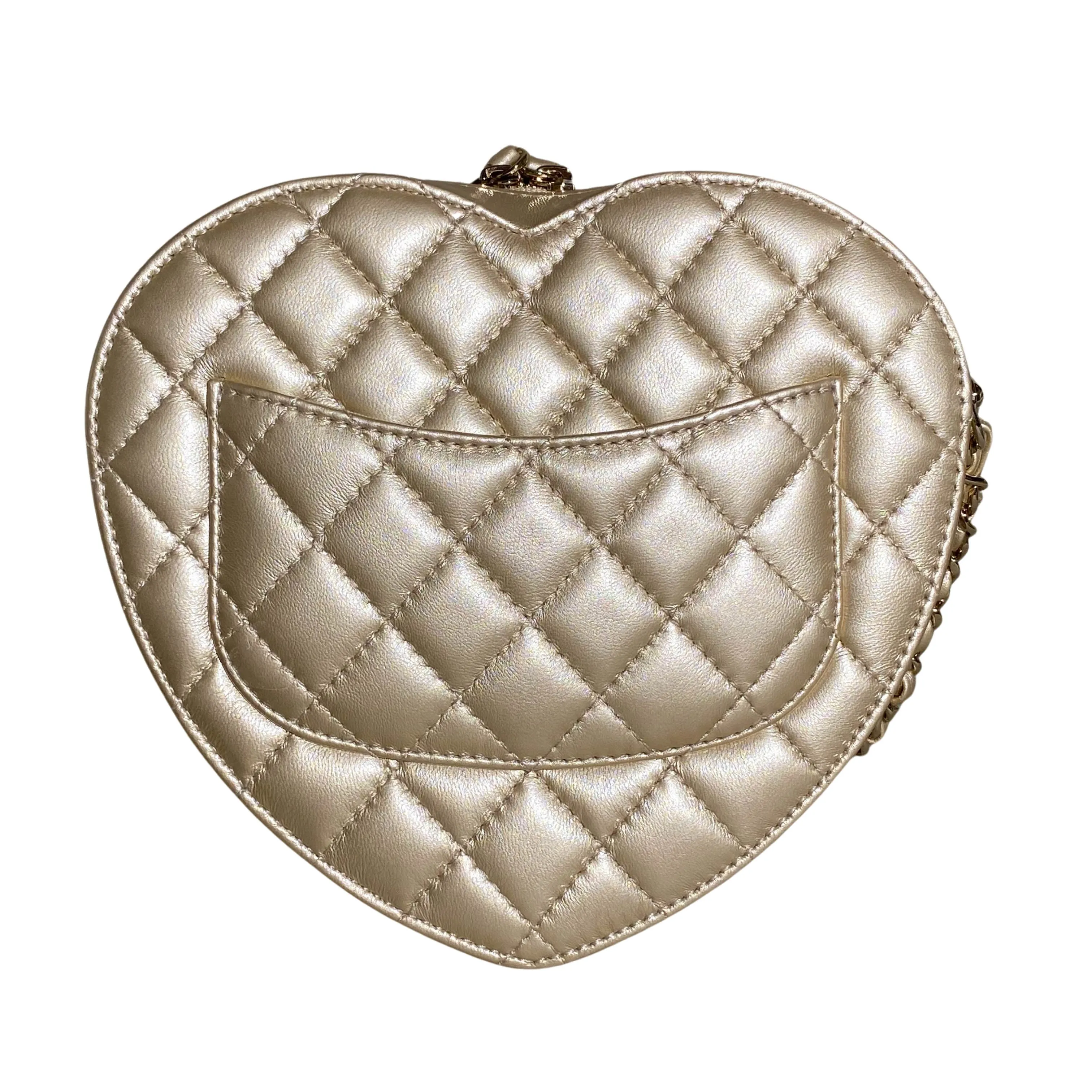 22S Large Heart Bag in Gold Lambskin
