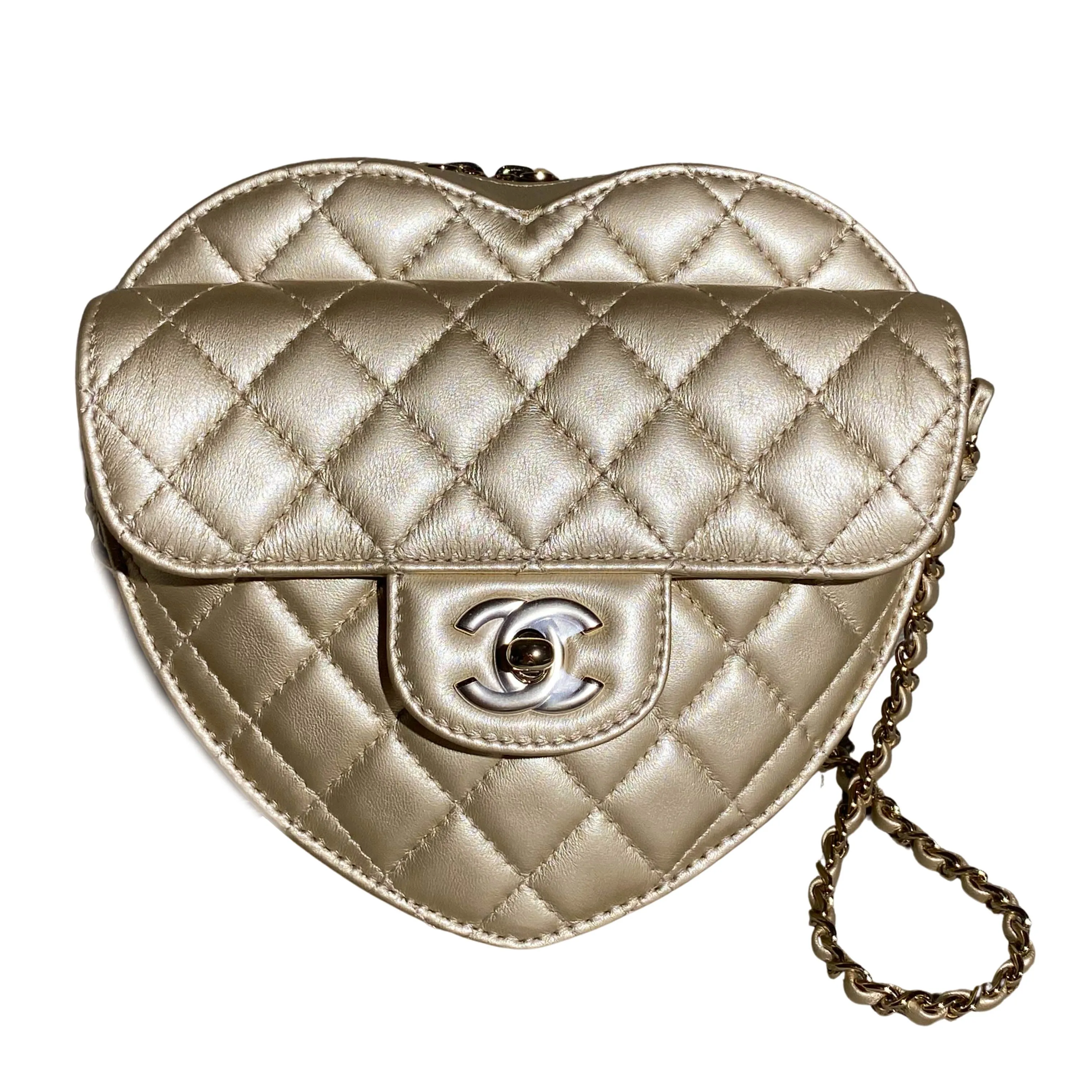 22S Large Heart Bag in Gold Lambskin