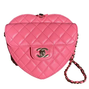 22S Large Heart Bag in Pink Lambskin