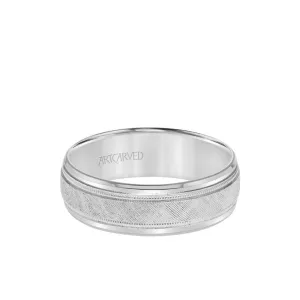 7MM Men's Classic Wedding Band - Etched Finish with Milgrain and Bevel Edge