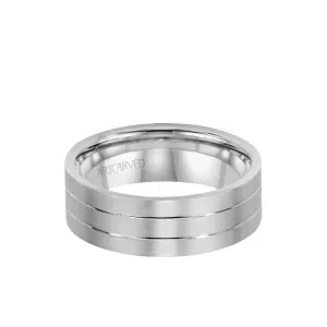 7MM Men's Wedding Band - Engraved Design with Satin Finish