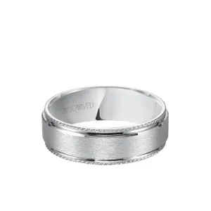 7MM Men''s Wedding Band - Wire Finish and Rope Edge