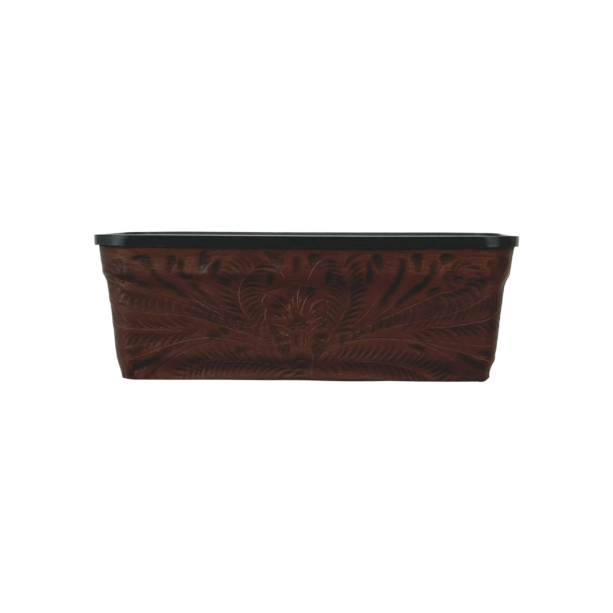 American West at Home 10" Rectangle Planter with Tooled Leather - Small