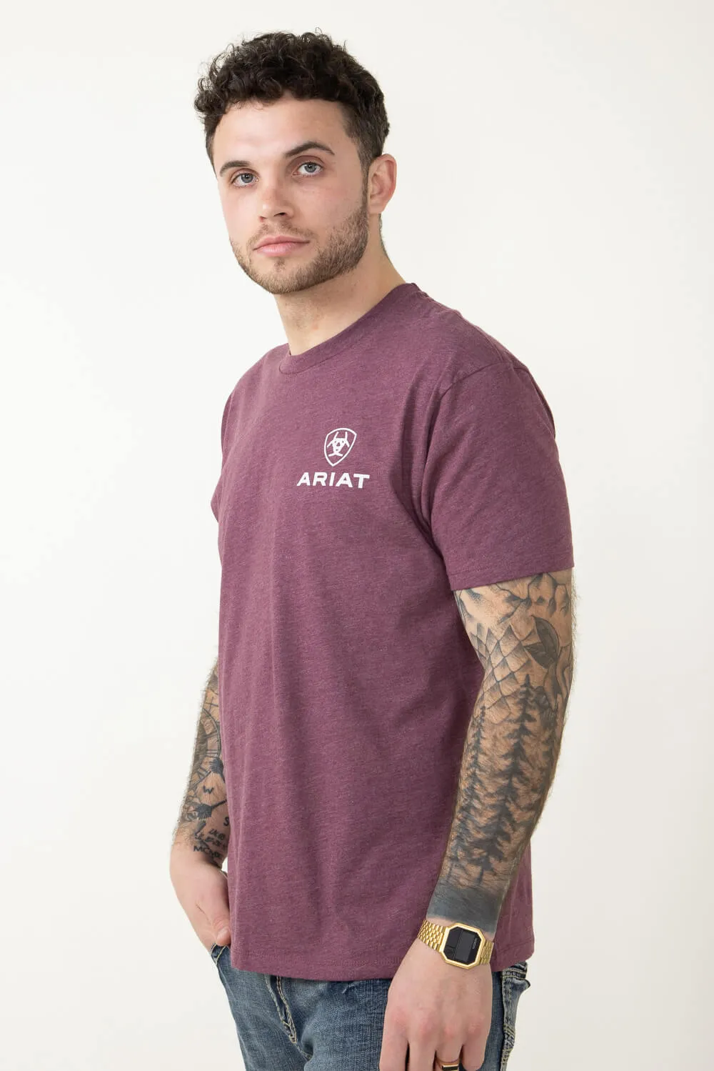 Ariat Quadrant T-Shirt for Men in Burgundy Heather Red | 10051451-BURGUNDYHEATHER