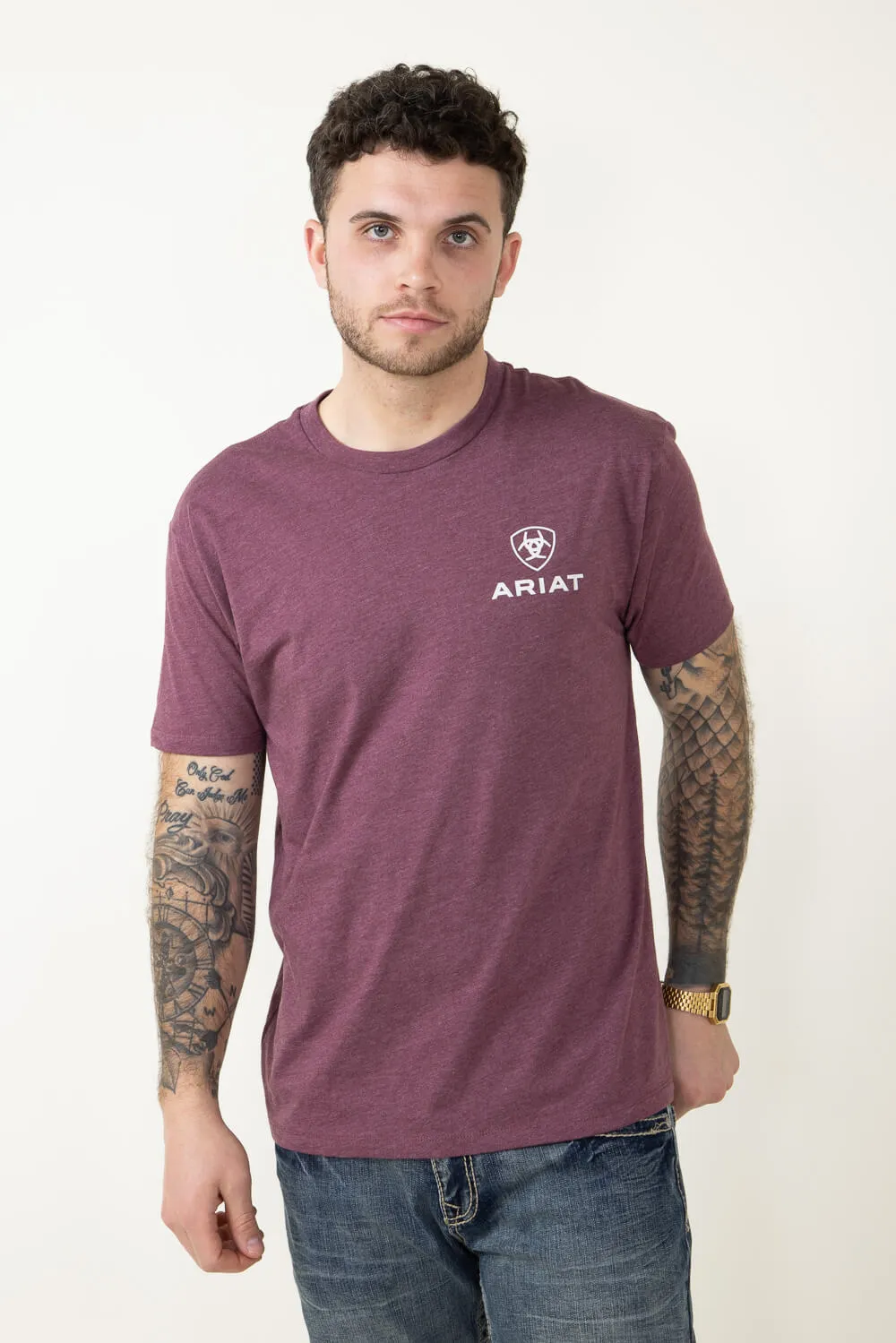 Ariat Quadrant T-Shirt for Men in Burgundy Heather Red | 10051451-BURGUNDYHEATHER