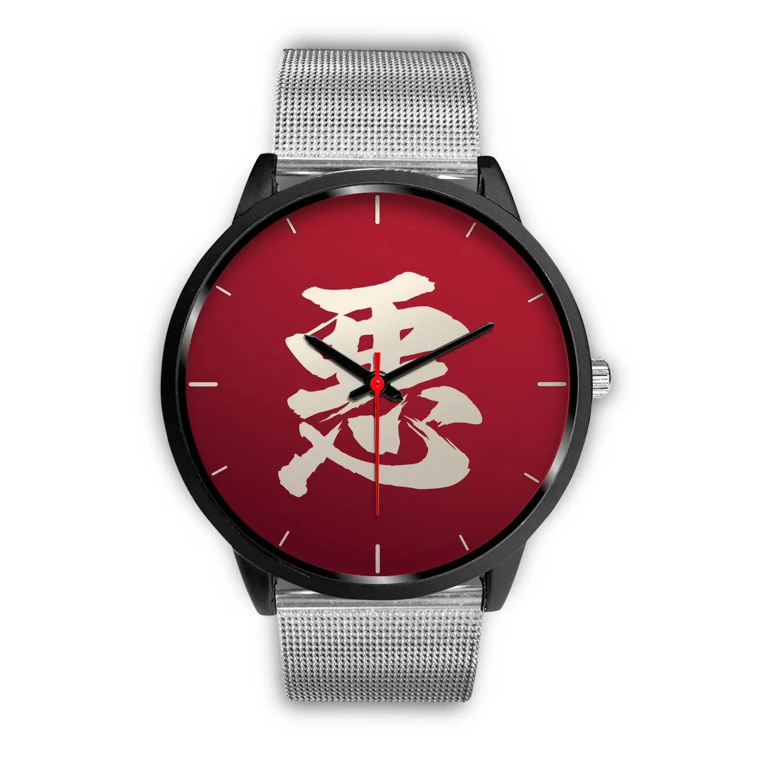 Armor King "悪" Aku Kanji Watch - Crimson Red
