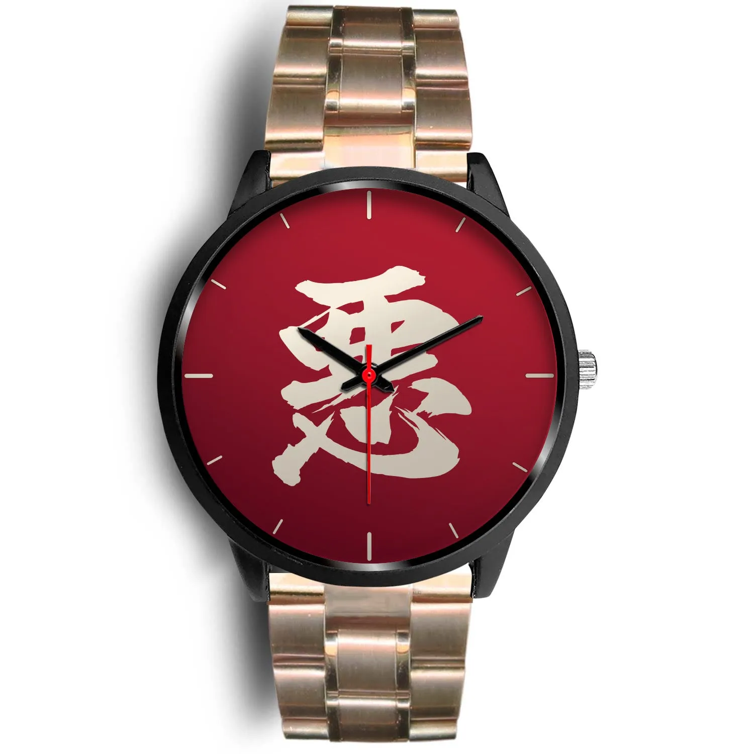 Armor King "悪" Aku Kanji Watch - Crimson Red