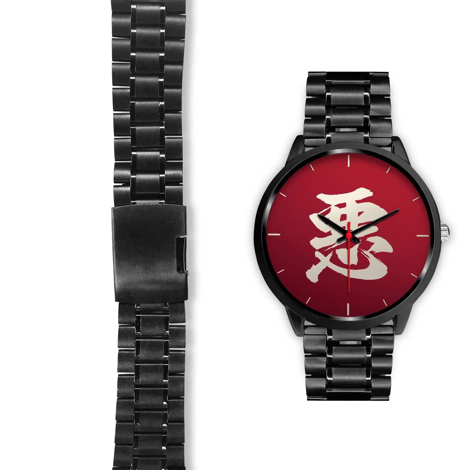 Armor King "悪" Aku Kanji Watch - Crimson Red