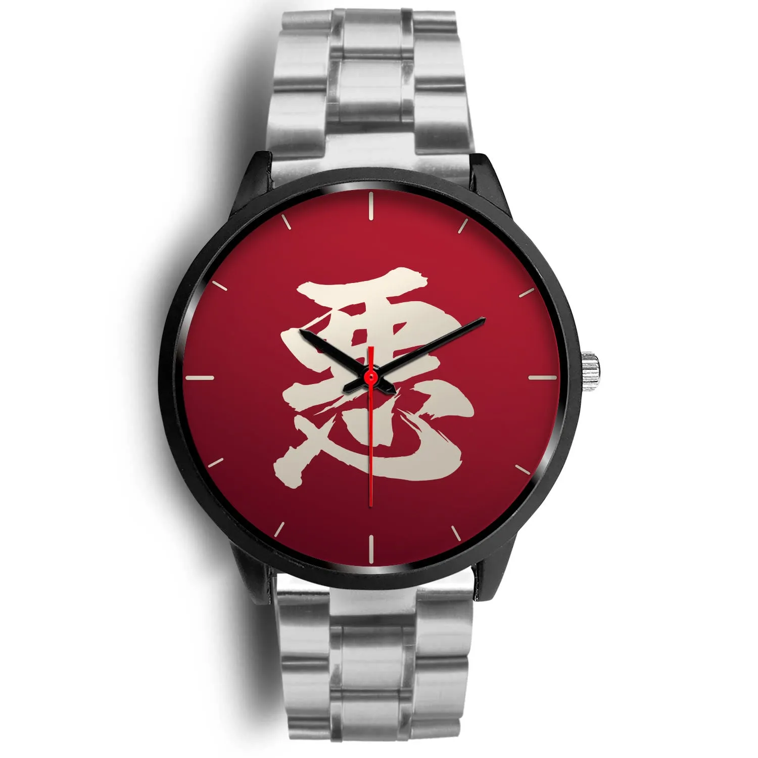Armor King "悪" Aku Kanji Watch - Crimson Red
