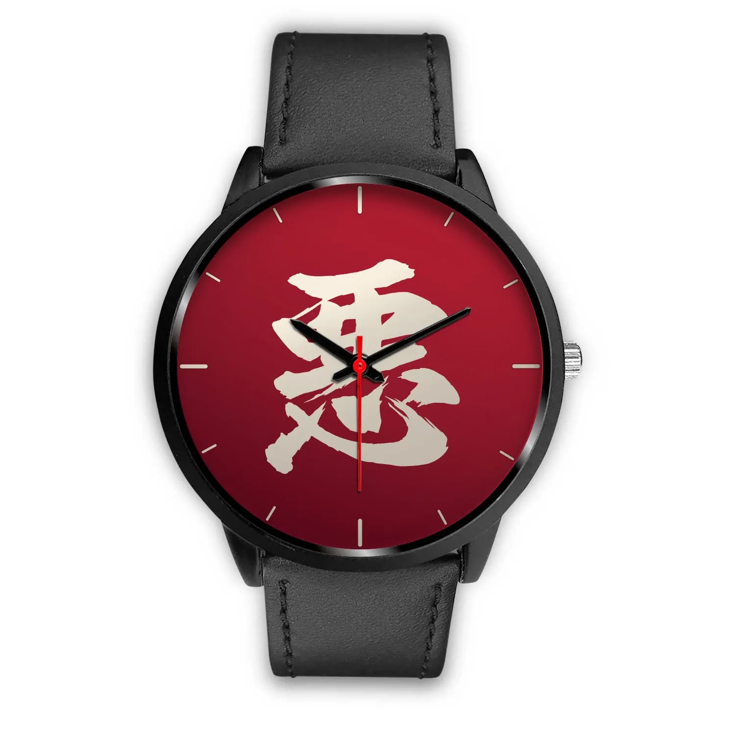 Armor King "悪" Aku Kanji Watch - Crimson Red