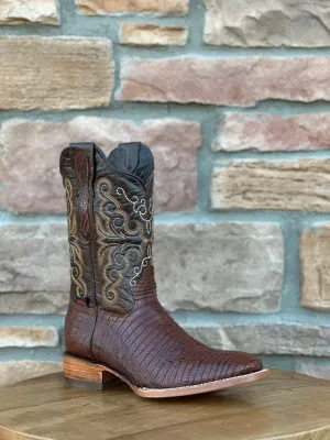 Artillero Cognac Teju Print Wide Square Toe Boots