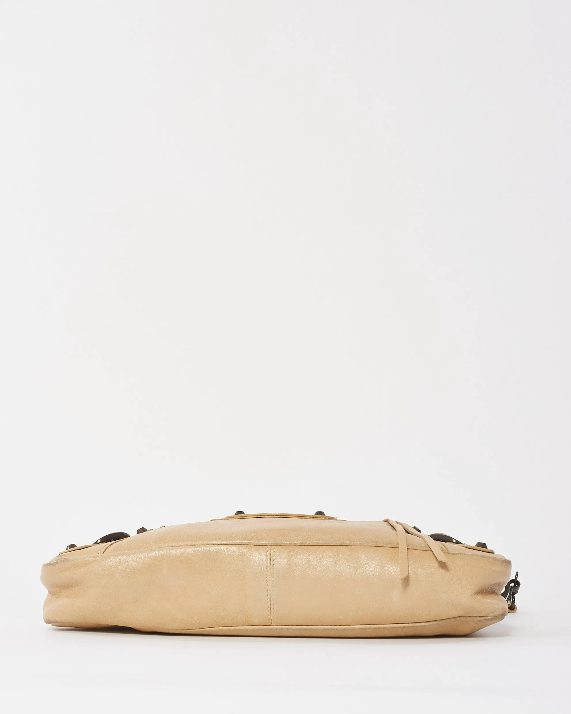 Balenciaga Beige Leather Gunmetal Stud Classic First 2Way Bag
