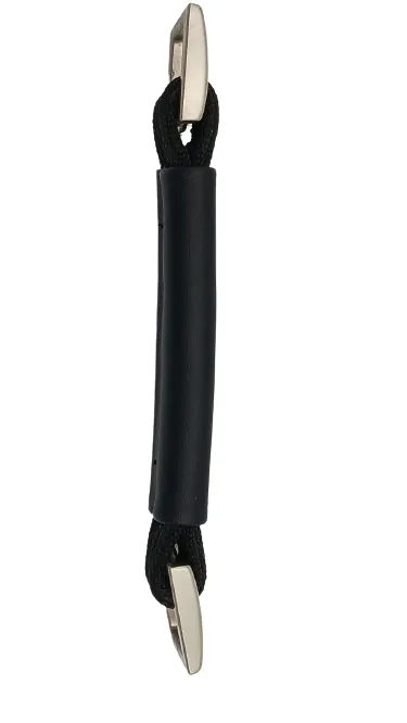 Black Vinyl Webbing Handle With Nickel Hardware - 7 1/2"