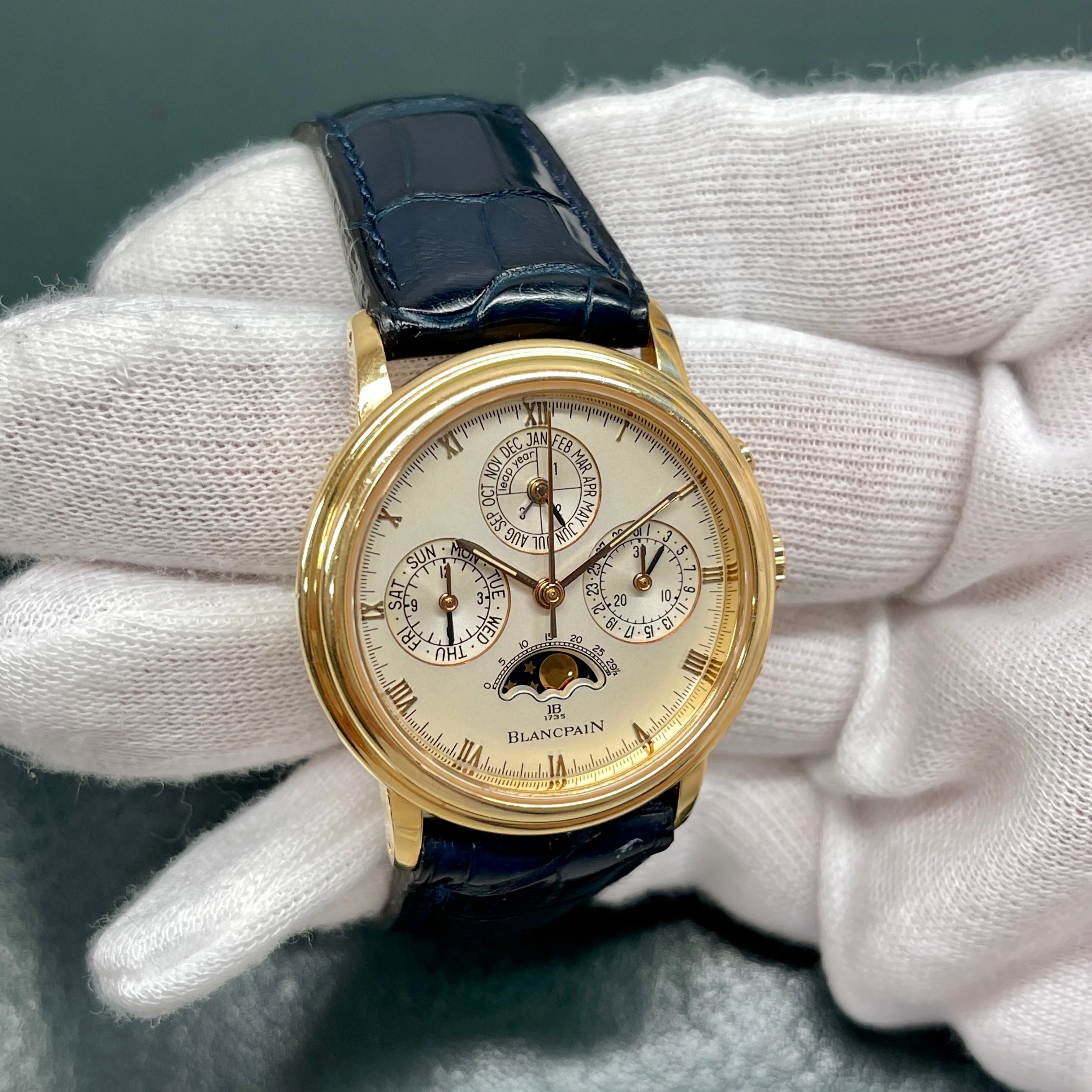 Blancpain 5585 Perpetual Calendar Chronograph Moonphase Leap Year 18K Rose Gold Automatic Wristwatch