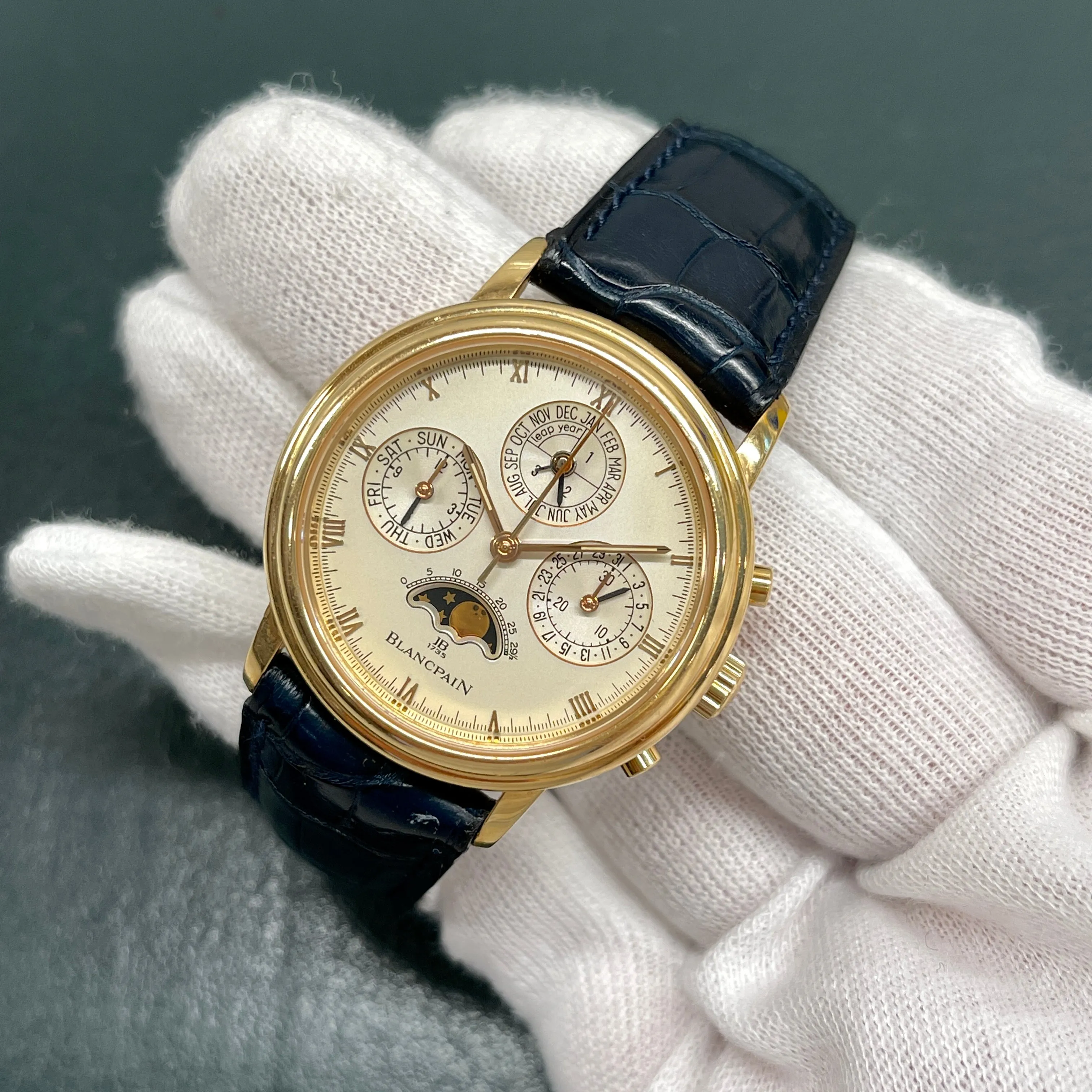 Blancpain 5585 Perpetual Calendar Chronograph Moonphase Leap Year 18K Rose Gold Automatic Wristwatch
