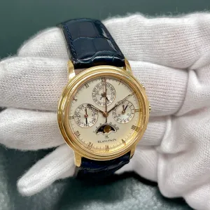 Blancpain 5585 Perpetual Calendar Chronograph Moonphase Leap Year 18K Rose Gold Automatic Wristwatch