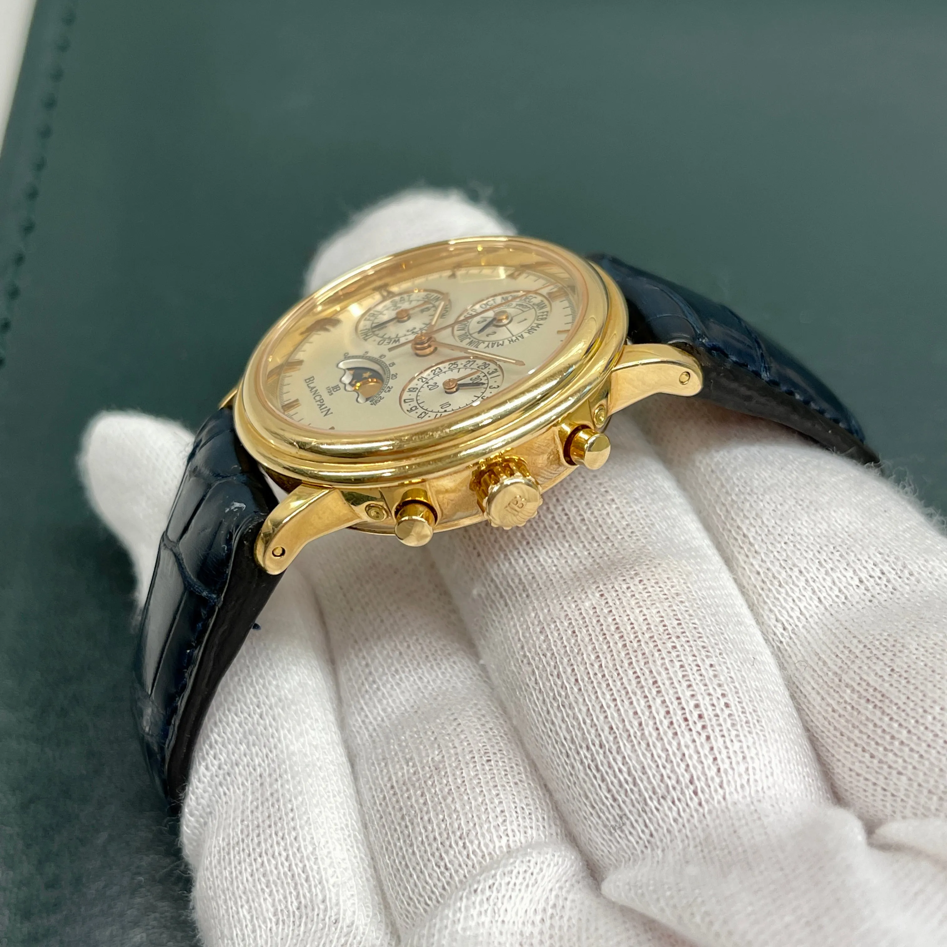 Blancpain 5585 Perpetual Calendar Chronograph Moonphase Leap Year 18K Rose Gold Automatic Wristwatch