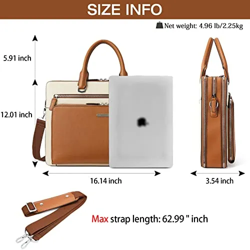 BOSTANTEN Leather Briefcase in C-Brown & Beige - High-Quality, Multifunctional with Secure Laptop Compartment
