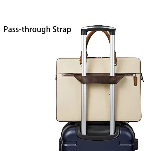 BOSTANTEN Leather Briefcase in C-Brown & Beige - High-Quality, Multifunctional with Secure Laptop Compartment