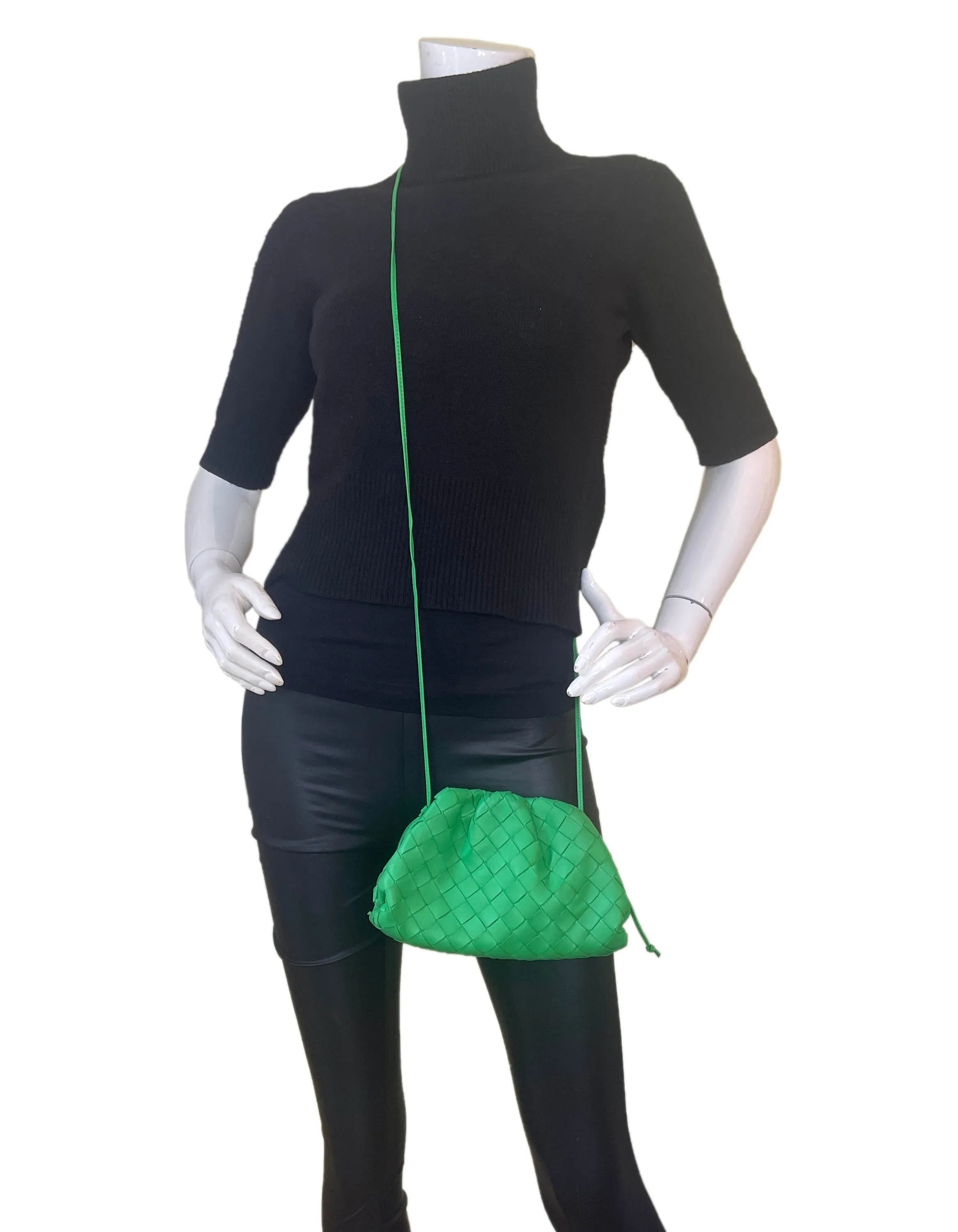 Bottega Veneta Green Intrecciato Leather The Mini Pouch Crossbody Bag