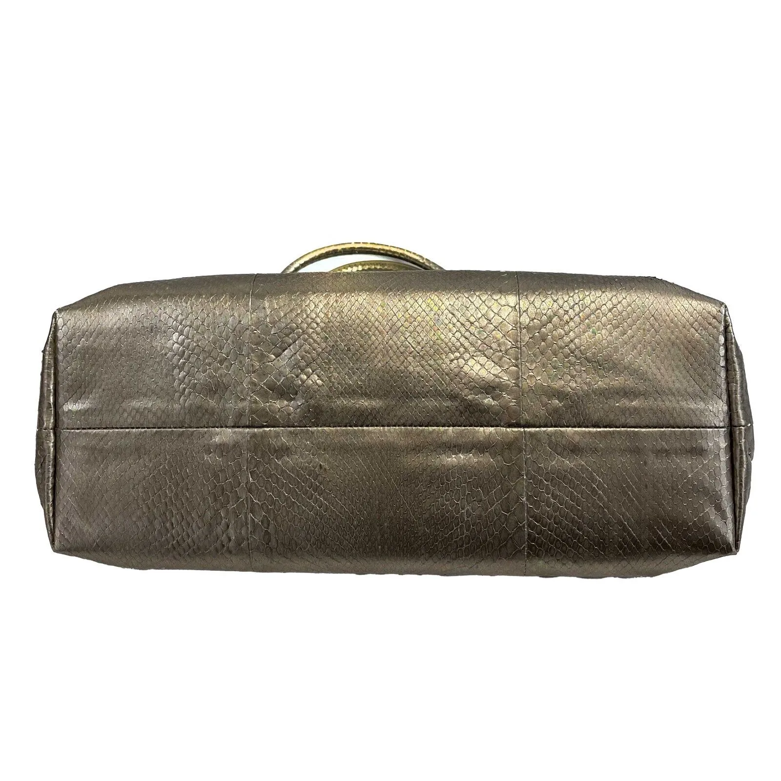 Bottega Veneta - Silver Iridescent Python Skin Top Handle Shoulder Bag