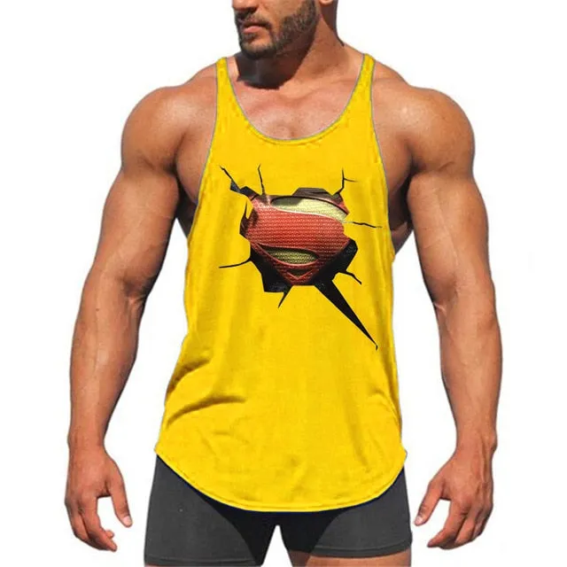 Brand Men's Muslce Vest Tank Tops Bodybuilding Fitness Men Cotton Singlets Plus size O-Neck Tank Man Sporting Sleeveless Shirt
