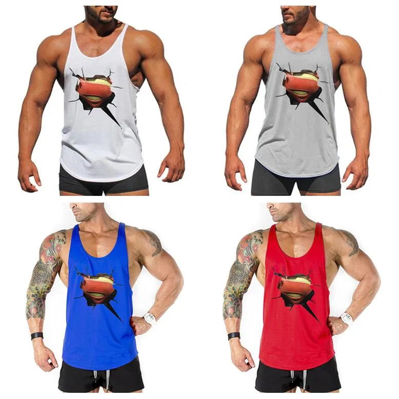 Brand Men's Muslce Vest Tank Tops Bodybuilding Fitness Men Cotton Singlets Plus size O-Neck Tank Man Sporting Sleeveless Shirt