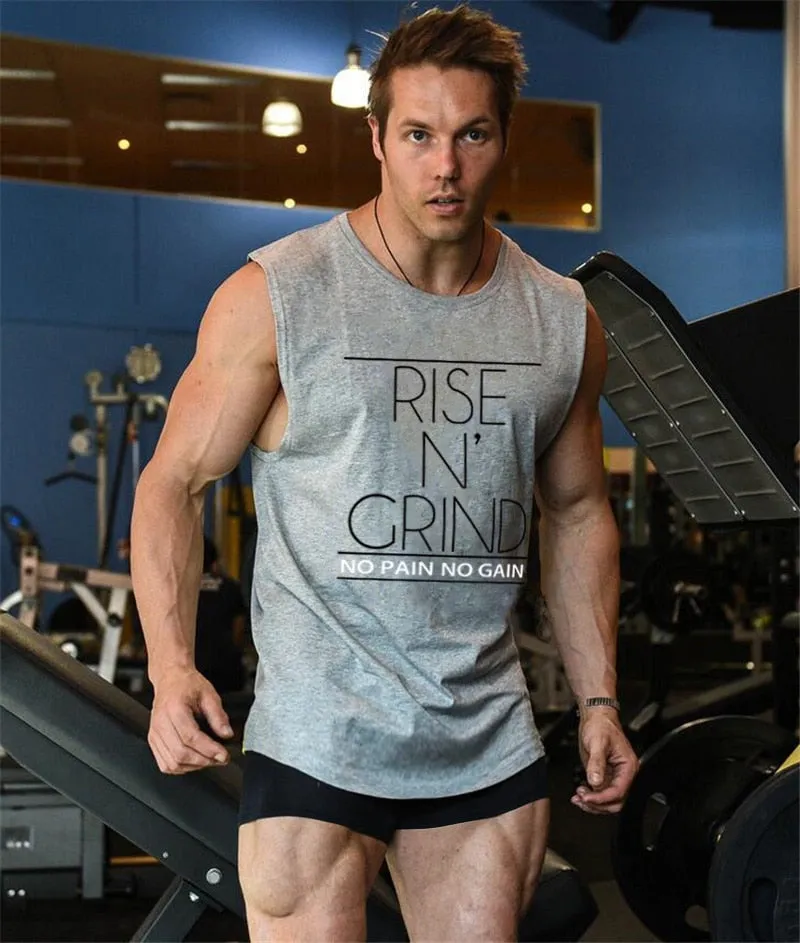 Brand Men's Muslce Vest Tank Tops Bodybuilding Fitness Men Cotton Singlets Plus size O-Neck Tank Man Sporting Sleeveless Shirt