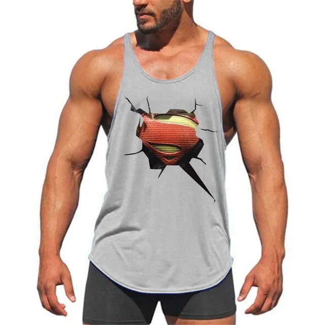 Brand Men's Muslce Vest Tank Tops Bodybuilding Fitness Men Cotton Singlets Plus size O-Neck Tank Man Sporting Sleeveless Shirt
