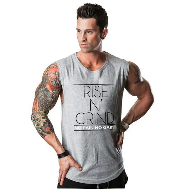 Brand Men's Muslce Vest Tank Tops Bodybuilding Fitness Men Cotton Singlets Plus size O-Neck Tank Man Sporting Sleeveless Shirt