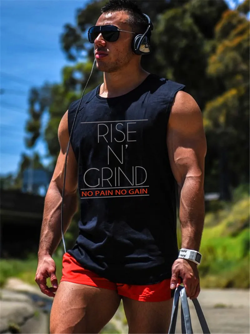 Brand Men's Muslce Vest Tank Tops Bodybuilding Fitness Men Cotton Singlets Plus size O-Neck Tank Man Sporting Sleeveless Shirt