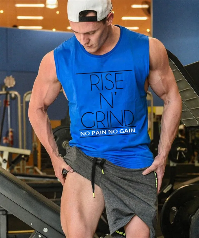 Brand Men's Muslce Vest Tank Tops Bodybuilding Fitness Men Cotton Singlets Plus size O-Neck Tank Man Sporting Sleeveless Shirt