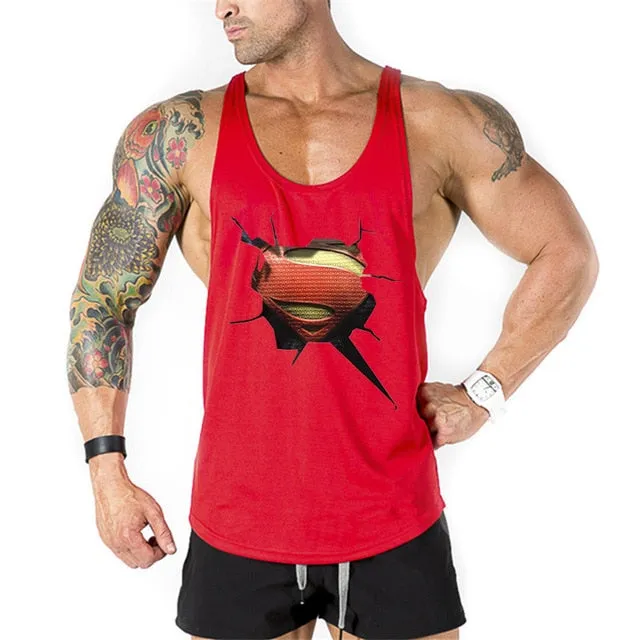 Brand Men's Muslce Vest Tank Tops Bodybuilding Fitness Men Cotton Singlets Plus size O-Neck Tank Man Sporting Sleeveless Shirt
