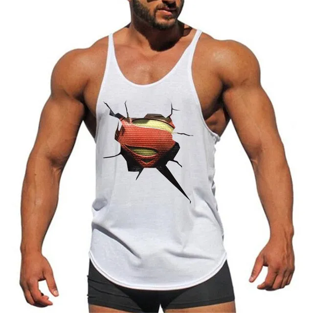Brand Men's Muslce Vest Tank Tops Bodybuilding Fitness Men Cotton Singlets Plus size O-Neck Tank Man Sporting Sleeveless Shirt