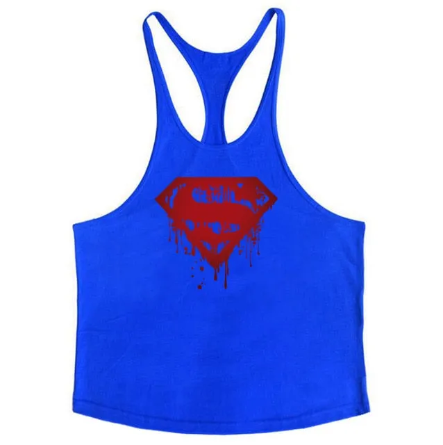 Brand Men's Muslce Vest Tank Tops Bodybuilding Fitness Men Cotton Singlets Plus size O-Neck Tank Man Sporting Sleeveless Shirt